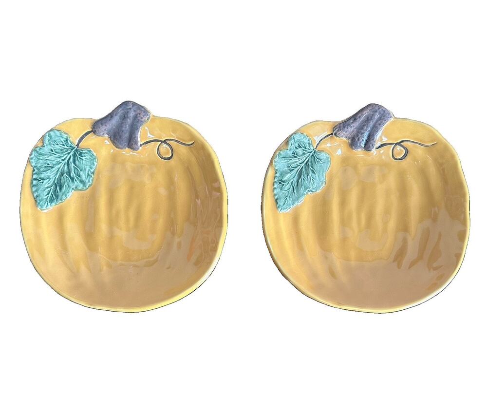 Vintage Williams Sonoma Autumn Gourd Collection Occassional Plates Set Of 2